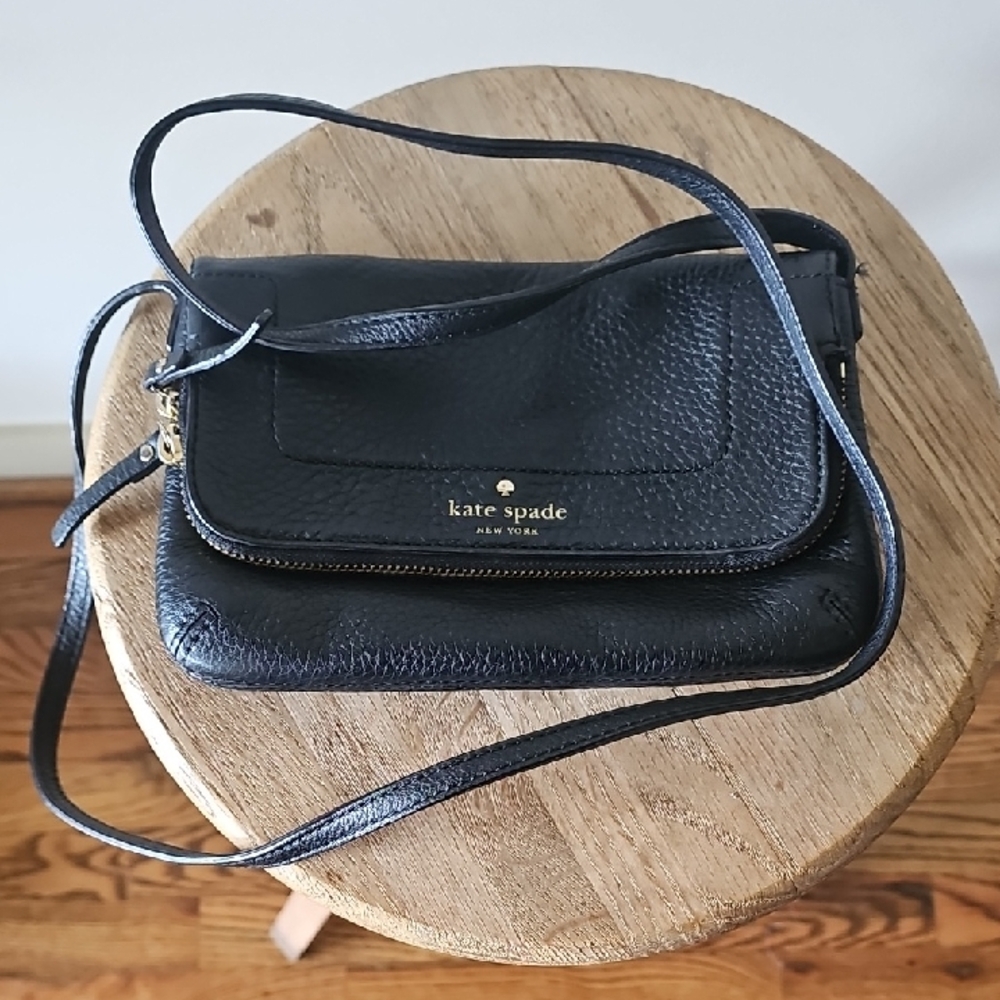 Kate Spade Black Crossbody Bag with Gold Accents